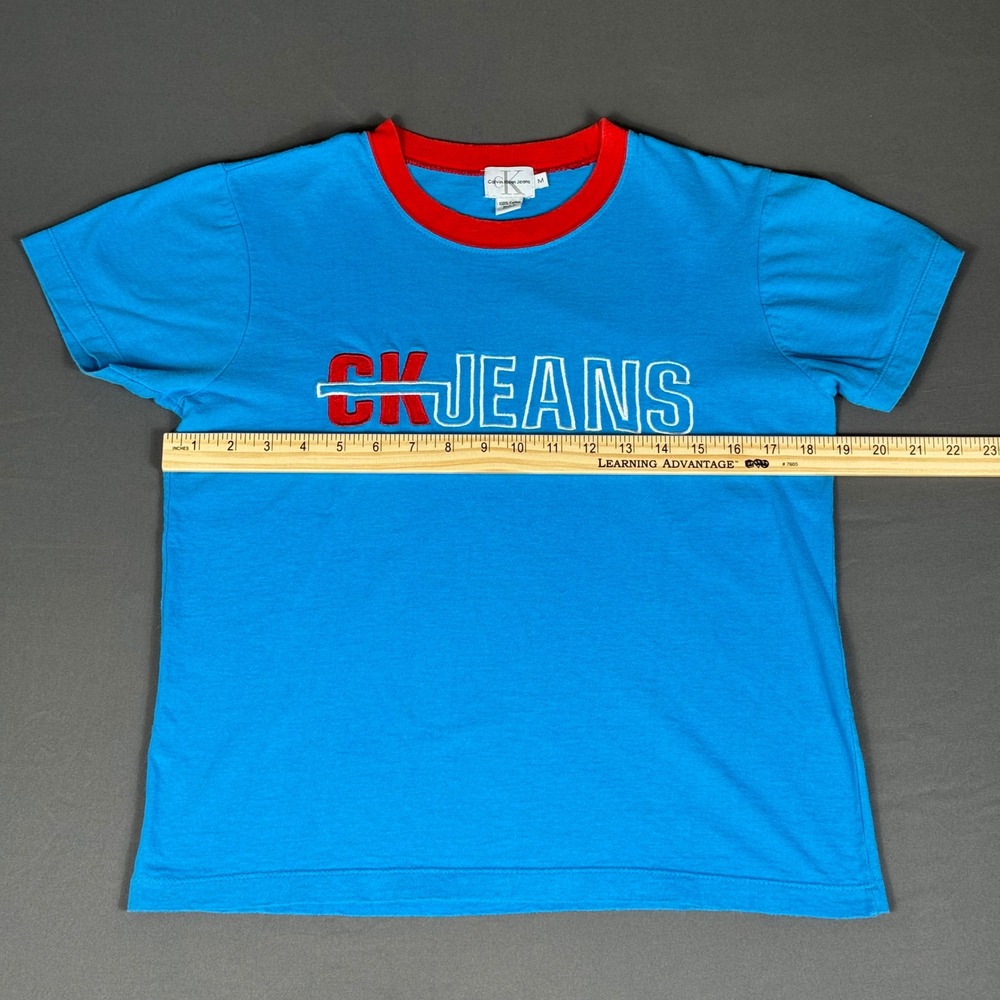 Calvin Klein CK Jeans Vintage Blue Unisex Medium T Shirt 90s Y2k - Picture 6 of 8